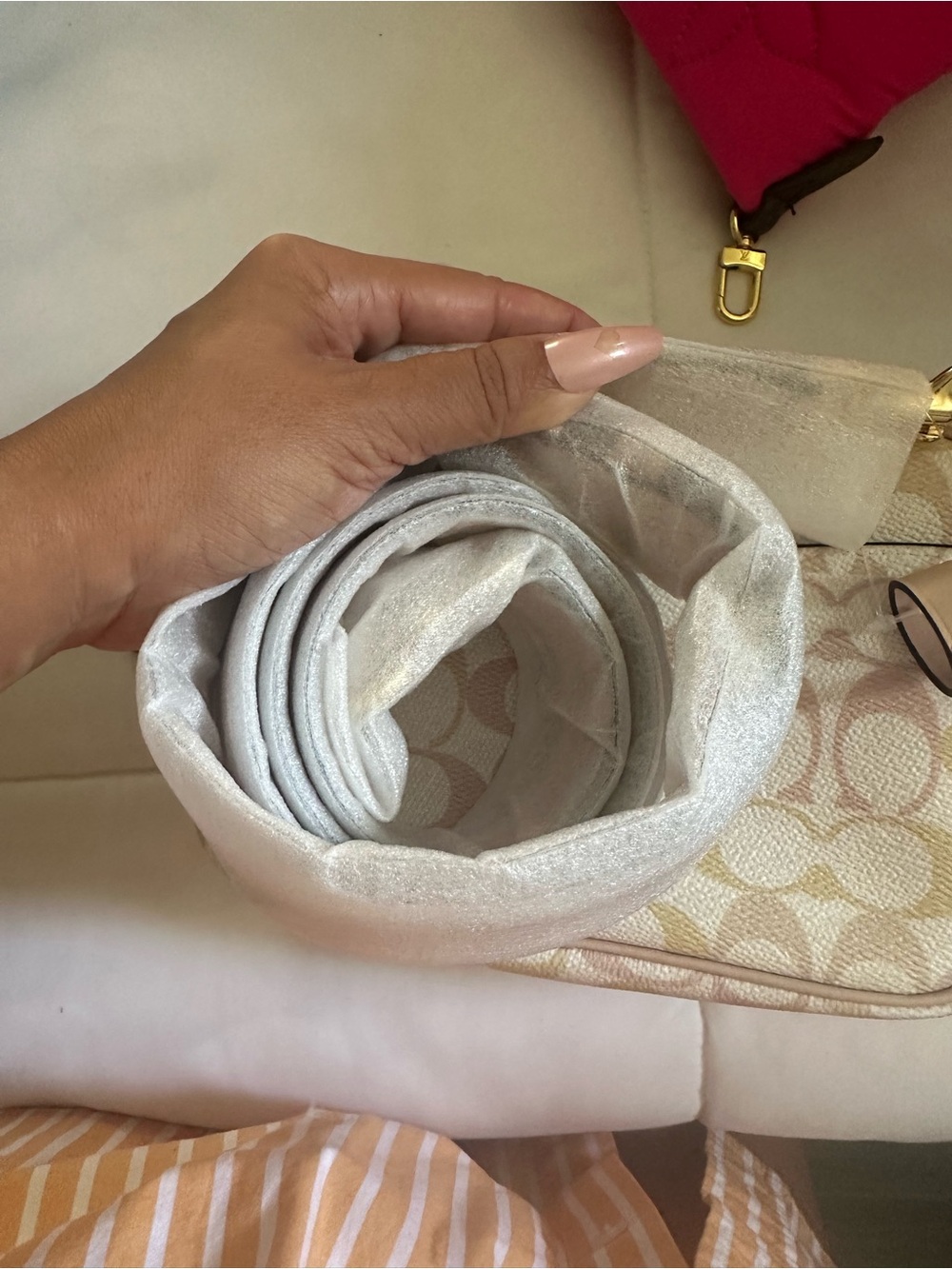 Coach Signature Pastel Pink & Cream mini Carey - Picture 4 of 4